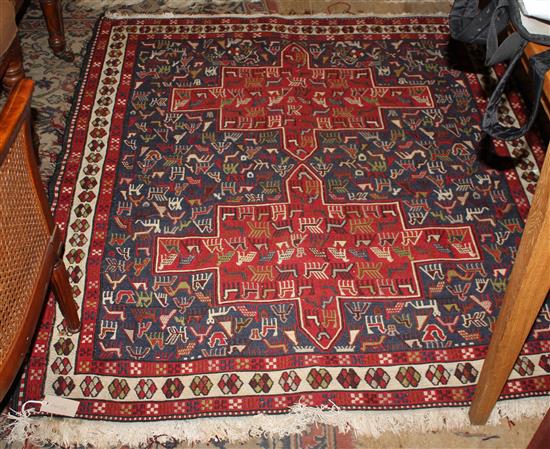 Red & blue pattern rug